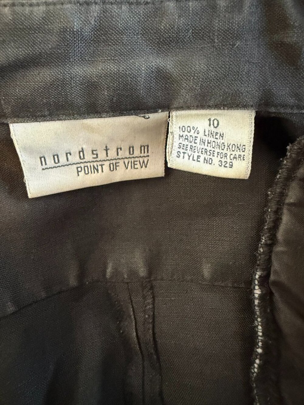 Vintage 1980s Nordstrom Point of View Black Linen Dress Sz 10 - Picture 13 of 15